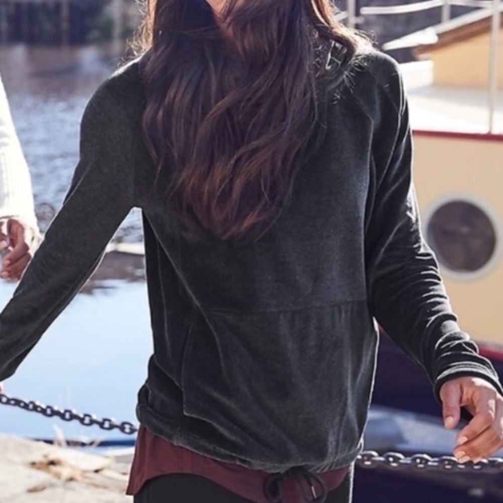 Athleta Cowl Neck Velour Pullover Sweatshirt